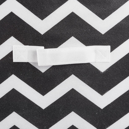 DII Non Woven Polyester Storage Bin, Chevron, Black, Small Set of 2