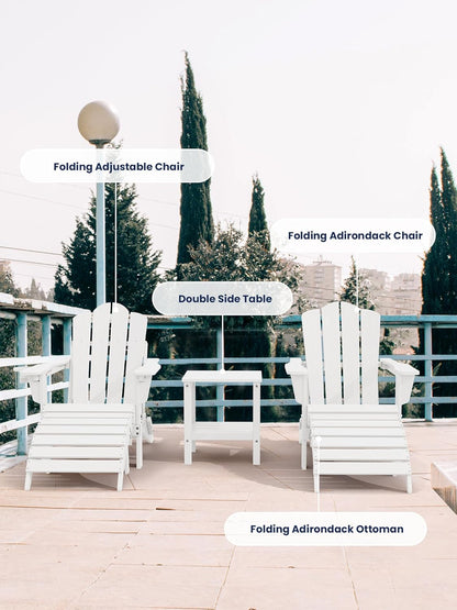 KINGYES Folding Adirondack Ottoman for Adirondack Chair, White
