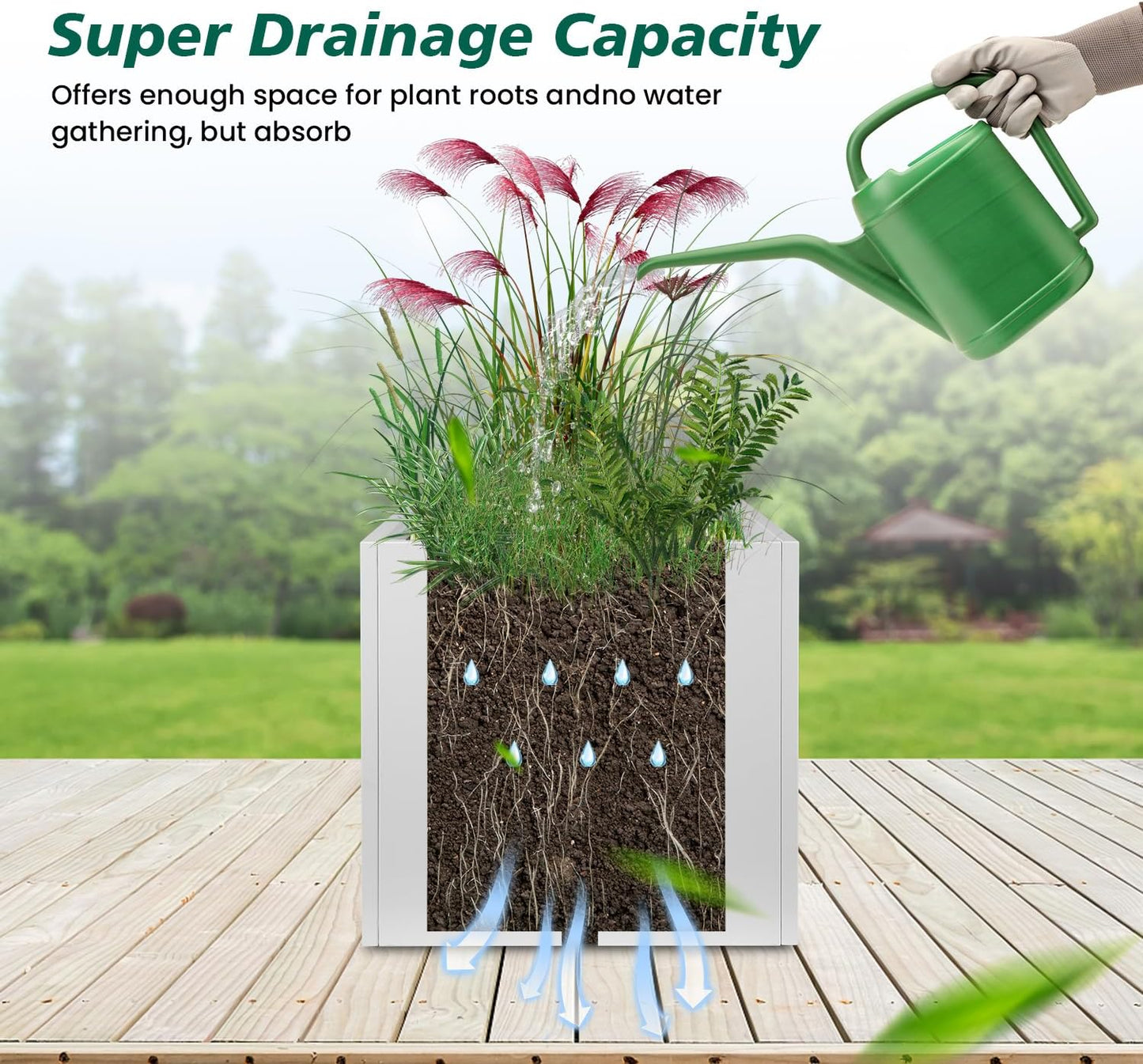 White Outdoor Planter Square Steel Planters Galvanized Steel Planter Box Indoor Metal Large Planters Cube Heavy Duty Flower Pot 20 Inch Modern Commercial Residential for Trees Patio Deck Yard Garden