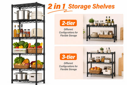 GRANNY SAYS 6-Tier Narrow Storage Shelves for Small Spaces, 15.8" W Metal Shelving Unit, Adjustable