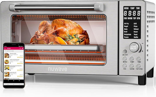 Nuwave Bravo Air Fryer Toaster Smart Oven, 10-in-1 Countertop Convection, 1800 Watts, 21-Qt