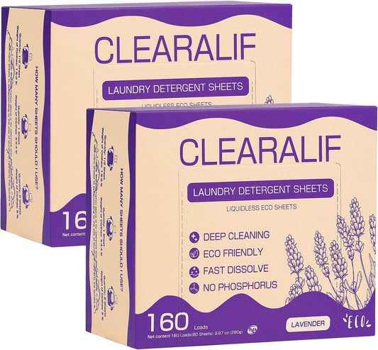 Laundry Detergent Sheets (160 Sheets), Lavender,Up to 320 Loads - Great For Travel,Apartments