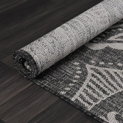 Medallion Outdoor Rug 5x7 Washable Outside Carpet for Indoor Patio Porch Waterproof Easy Cleaning Non Shedding Area Rugs Dark Gray 5 x 7