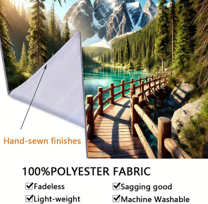 BSFHH Nature Tapestry Forest Tree Sea Cave Wall Hanging, Stream Through Rainforest Landscape Wall Art Tapestry for Bedroom Living room (Snow Scene, 110" × 87", Unframed)