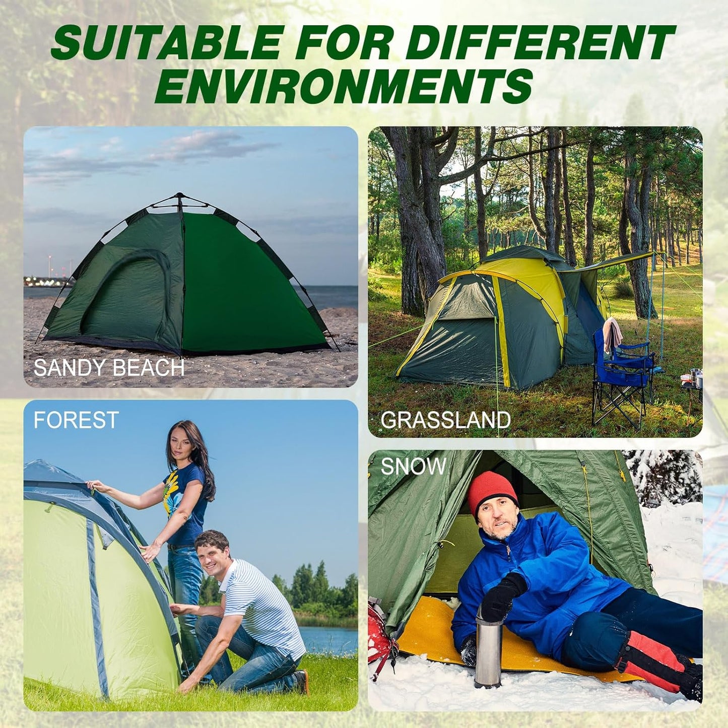 Hicarer 60 Pcs 20 Pcs 8'' Screw in Tent Stakes Heavy Duty Ground Metal Stakes for Inflatables with Hex Head Driver for Outdoor Camping Tent Inflatable Garden Decor (Luminous White)