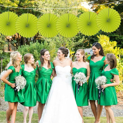 Green Graduation Party Decor,Tropical Party Decorations,Emerald Green Party Decorations,Hawaiian Themed Party Decorations,16in Hanging Paper Fans 30 Color DIY Set (Clear Green)