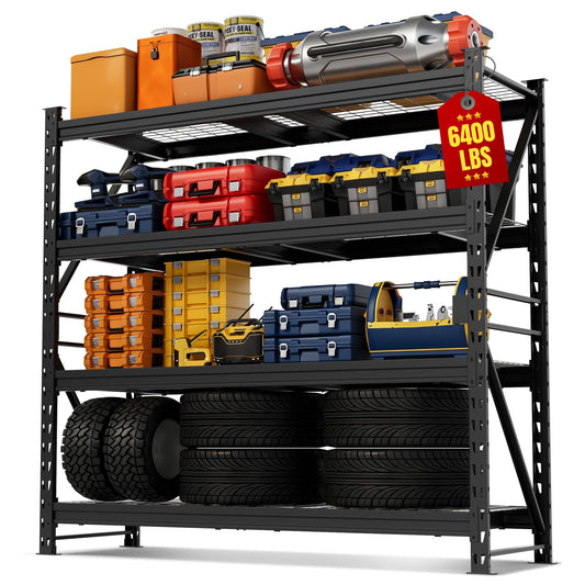 WORKPRO 77-Inch Garage Utility Shelving, 6400 lb Heavy-Duty Rack
