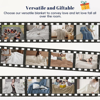 PHF 100% Cotton Waffle Weave Blanket Twin Size, Soft Lightweight Breathable Cozy Summer Blankets for Bed, Luxury Aesthetic Woven Bedding for Home Decor, 66"x90", Simply Taupe