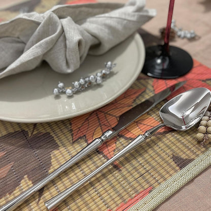 ANDSTAR Set of 8Pcs Bamboo Placemats 17.7X11.8Inch Sushi Rolling Mat Japanese Style Bamboo Mat Place Mats Washable Heat Resistant Table Mats for Dinner Dining Table （Maple Leaves）