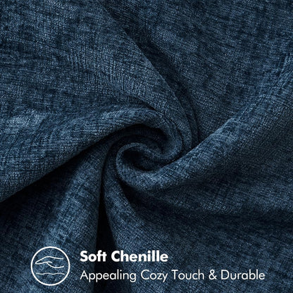 MIULEE Pack of 2 Couch Throw Pillow Covers 18x18 Inch Coastal Navy Blue Farmhouse Decorative Pillow Covers with Stitched Edge Soft Chenille Solid Dyed Spring Pillow Covers for Sofa Bed Living Room