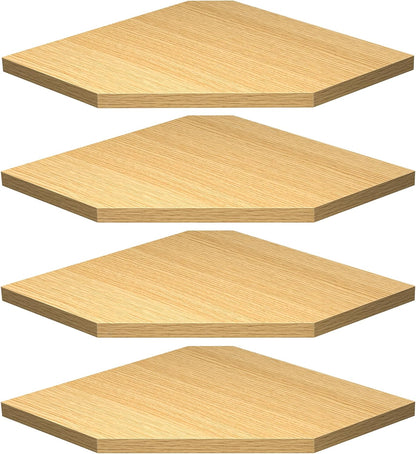 Corner Shelf Wall Mount, Corner Floating Shelves, Set of 4 Corner Wall Shelf Organizer, Rustic Wood Wall Storage Display Shelves for Living Room Bedroom Bathroom Kitchen, Oak