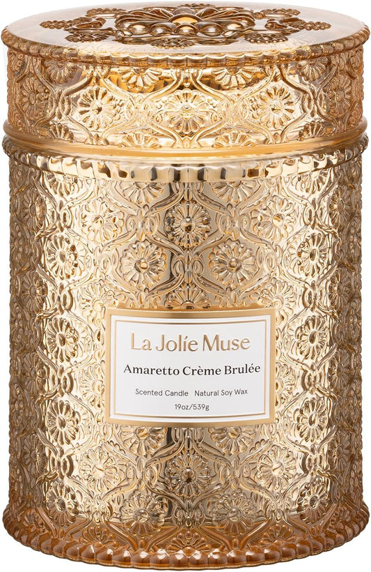 LA JOLIE MUSE Fall Candle | Amaretto Crème Brûlée – Almond Liqueur, Dry Fruit & Caramel | 19 oz