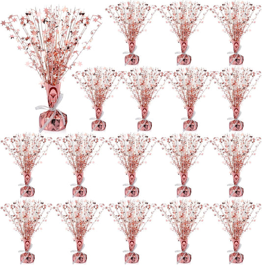 Crowye 18 Pieces Metallic Foil Spray Centerpiece Party Star Table Decoration Burst Metallic Table Centerpieces for Birthday Party Season Holiday(Rose Gold)
