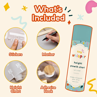 Height Chart for Kids Customizable Kids Height Wall Chart with Stickers, Marker & Hook Hanging Growth Chart Measurement for Wall Easy Installation for Baby Room Nursery and Playroom