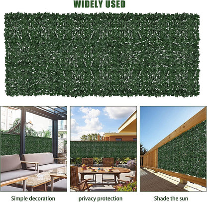 Faux Ivy Privacy Fence Screen Outdoor Expandable Artificial Greenery Roll Fake Hedge Wall Patio Green Plastic Leaf Plant Vine Grass Panels Gate Covering for Garden Yard Balcony (197 X 40 in)
