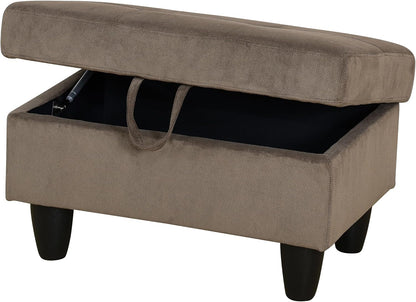 Ottoman Rectangular Storage Ottoman Bench, Flannel Footrest Stool Footstool with Lid for Living Room, Bedroom, Entryway, Brown, 28.5"x19"x17.5"
