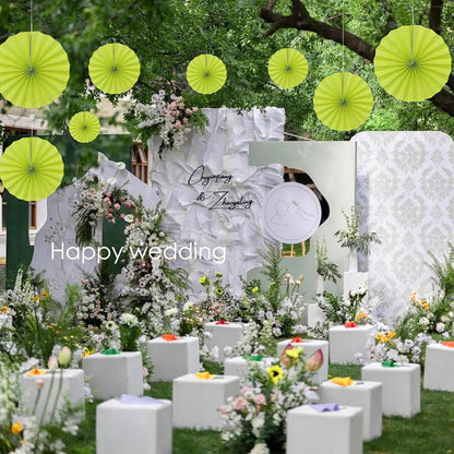 Green Graduation Party Decor,Tropical Party Decorations,Emerald Green Party Decorations,Hawaiian Themed Party Decorations,12in Hanging Paper Fans 30 Color DIY Set (Clear Green)