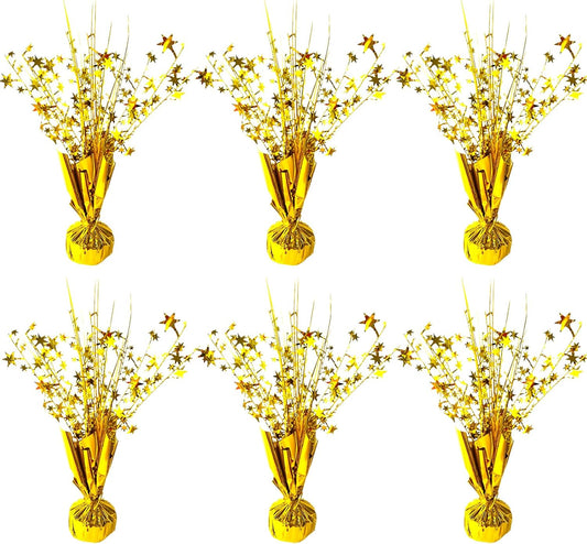 6 Pack Metallic Foil Spray Centerpiece Star Table Decoration Burst Table Centerpieces for Birthday Wedding Anniversary Graduation Holiday Party Supplies Decor, Gold