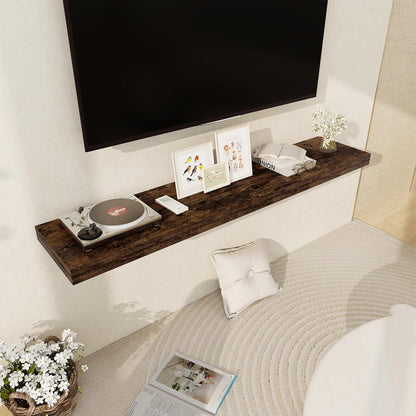 Floating Shelves 55 Inch Long, 55 x 12 Large Floating Shelf Wall Mounted, 12 Inch Wide Floating Shelves for Fireplace Mantel, 2" Thicked Storaged Shelves for Living Room, Bedroom, Rustic Brown, 1 Pack