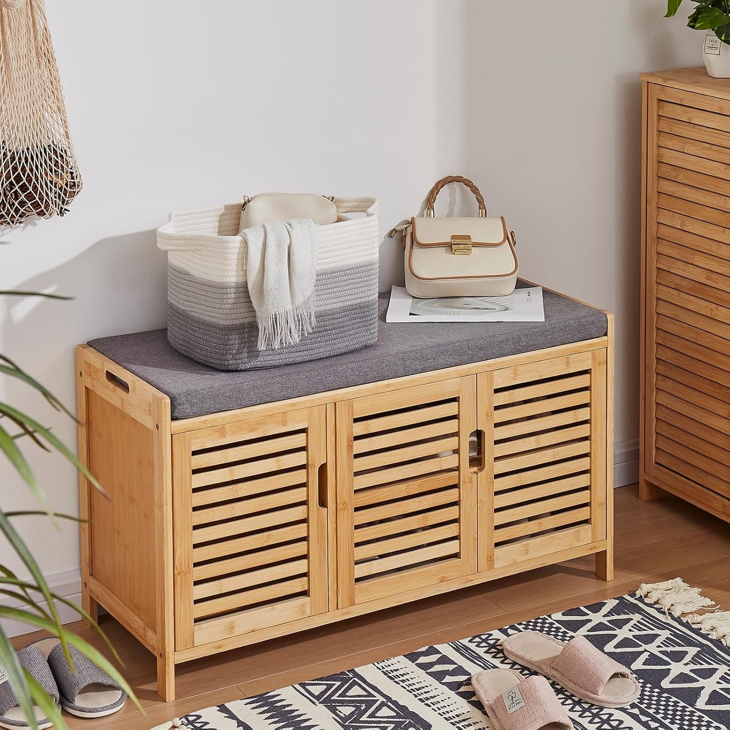 Storage Basket for Organizing, Woven Baskets for Storage, Rectangle Decorative Baskets for Shleves, Closet, Toys, Books, Nursery Organizer Bins - Pack of 3 (Gradient Gray)