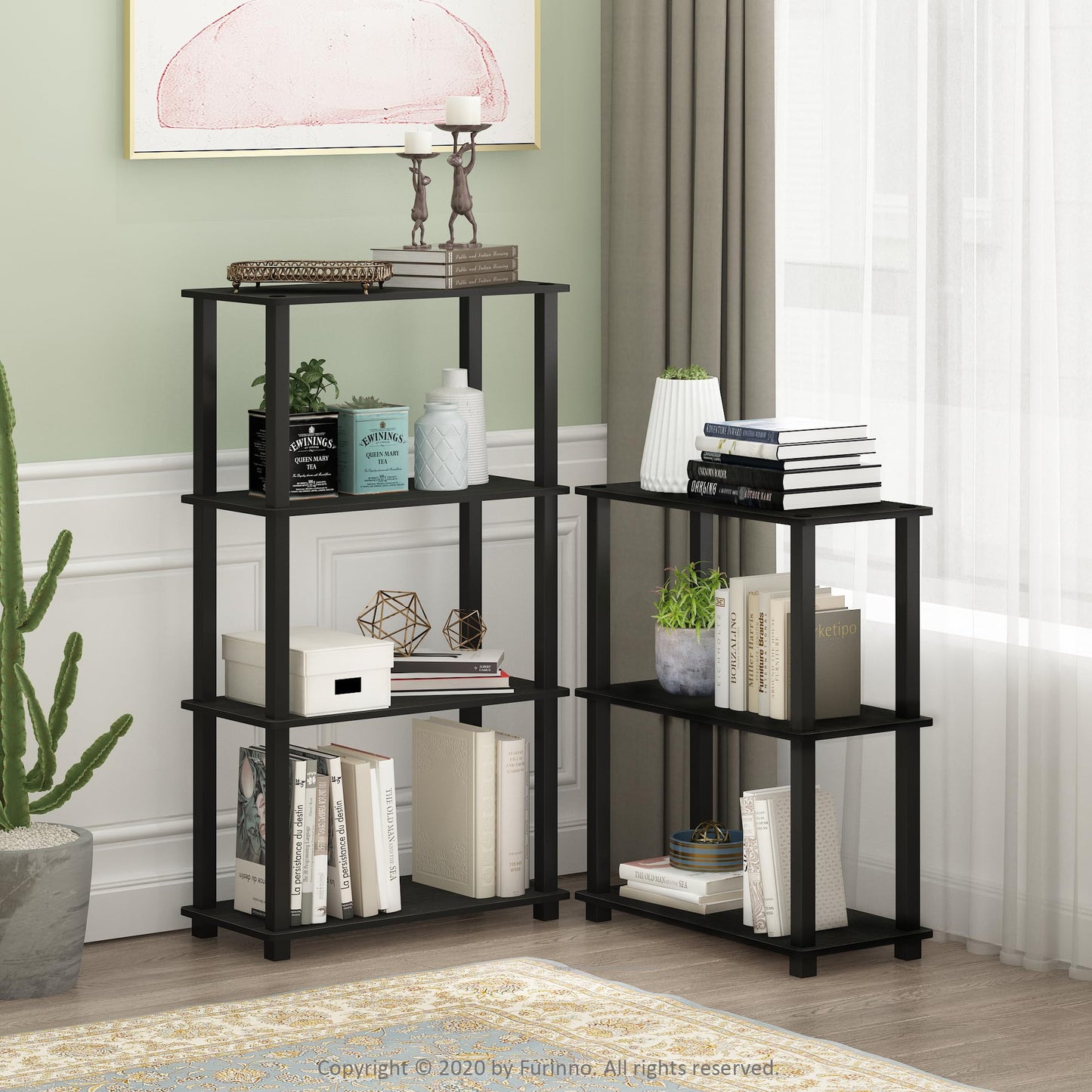 Furinno TURN-S-TUBE Storage Shelves, 3-Tier Book Shelf, Corner Shelf, Toolless Open Shelves, for