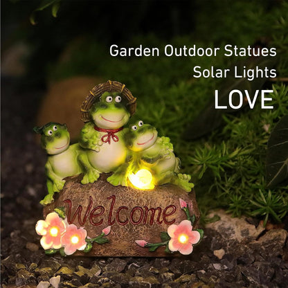 Funny Frog Statues For Garden - 7'' Mothe & Sons Solar Frog Garden Decor Frog Garden Statue For Yard Patio porch Lawn Birthday Christmas Thanksgiving Housewarming Frog Gifts For Women Mother.