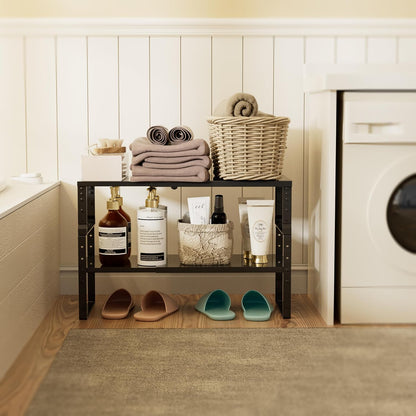 Expandable,Stackable Spice Rack,Seasoning Organizer and Storage,Spices Jar Racks for Cabinet,Countertop, Metal Pantry, Cupboard,Laundry Storages,Heavy Duty(1 Pack/Medium/Black)