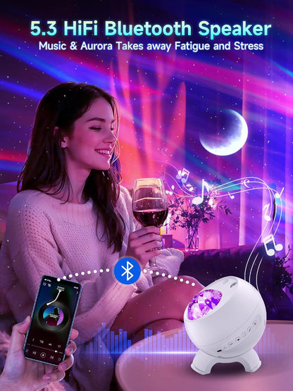 Galaxy Projector Northern Lights Projector,180 Lighting Modes Galaxy Light Projector, 15 White Noise&Bluetooth Northern Lights Projector, Remote+Timer Star Projector Galaxy Light Projector, Star Gifts