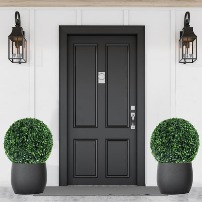 Ogrmar 2 PCS 13.7 inch 2 Layers Artificial Plant Topiary Ball Faux Boxwood Decorative Balls for Backyard, Balcony,Garden, Wedding and Home Décor (13.7 Inch)