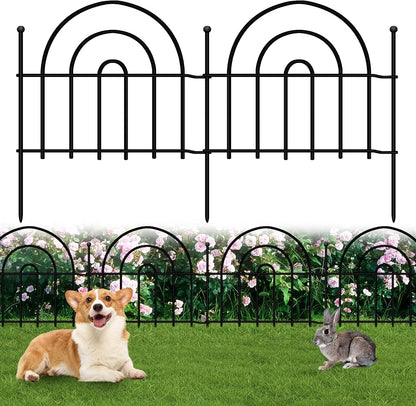 Decorative Garden Fence, 15 Panels No Dig Fence 21.25ft(L) x13in(H) Animal Barrier for Dog Rabbit, Arched Flower Bed Wire Border Rustproof Metal Panel Fencing for Yard Patio Outdoor Decor