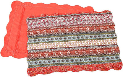 NEWLAKE Quilted Cotton Bed Pillowcases,Striped Classical Style, 2 Pieces, 20x36 Inch