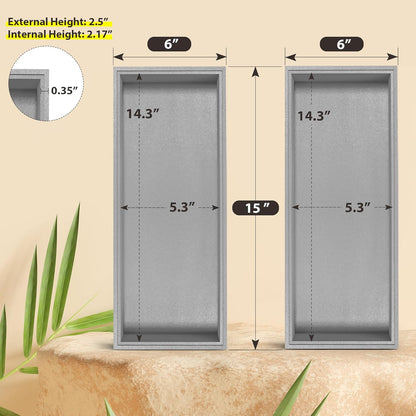 Kitchen Drawer Organizer Bins, Stackable Bamboo Drawer Organizer for Silverware, 2 Pcs Toilet Paper Basket Holder, Wood Bathroom Tray Countertop, Toilet Tank Tray Silver 15" x 6" x 2.5"