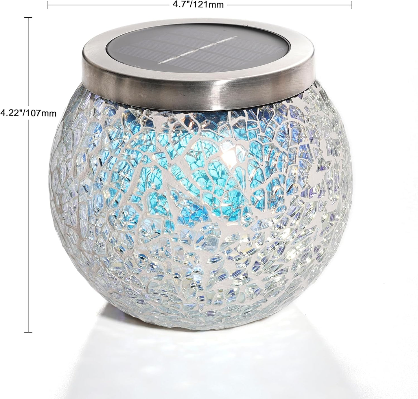 Cooo 6 Pack Heavy Solar Mosaic Crackle Glass Lights with Dual Solar Panels, Color-Changing RGB Lantern, Exclusive Dazzling Glass, Waterproof Outdoor Table Lamps Garden Lamp Landscape Path Light