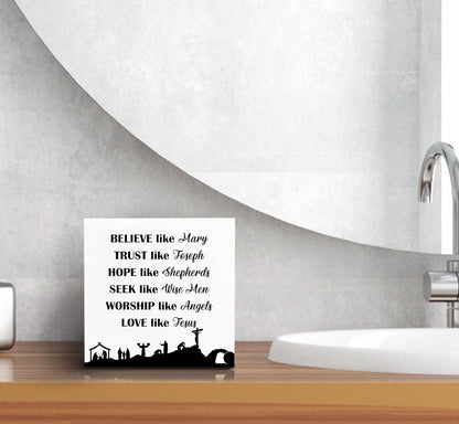 SRADMO Christian Signs for Home Decor, Inspirational Bible Verse Wood Box Sign Desk Decor, Bible Verse Decor, Christian Theme Wooden Block Box Sign Decoration for Home Office Shelf Table Decor