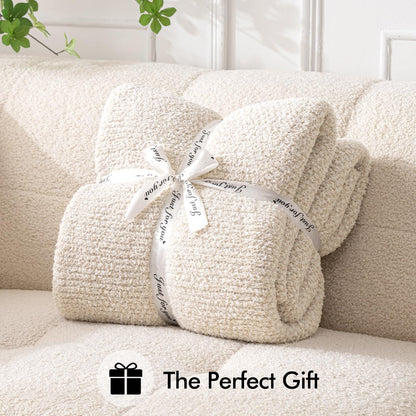 MIULEE Cream Super Soft Throw Blanket for Bed, Twin Size Cozy Fluffy Warm Blankets Knit Blankets for Couch, Sofa, Chair, Living Room, Camping, Picnic, 60 x 80 inch