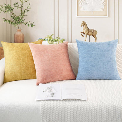 CaliTime Throw Pillow Covers Decorative 26 X 26 Inches Pack of 2 Cozy Chenille Cushion Cases for Couch Sofa Bed Living Room Home Baby Blue