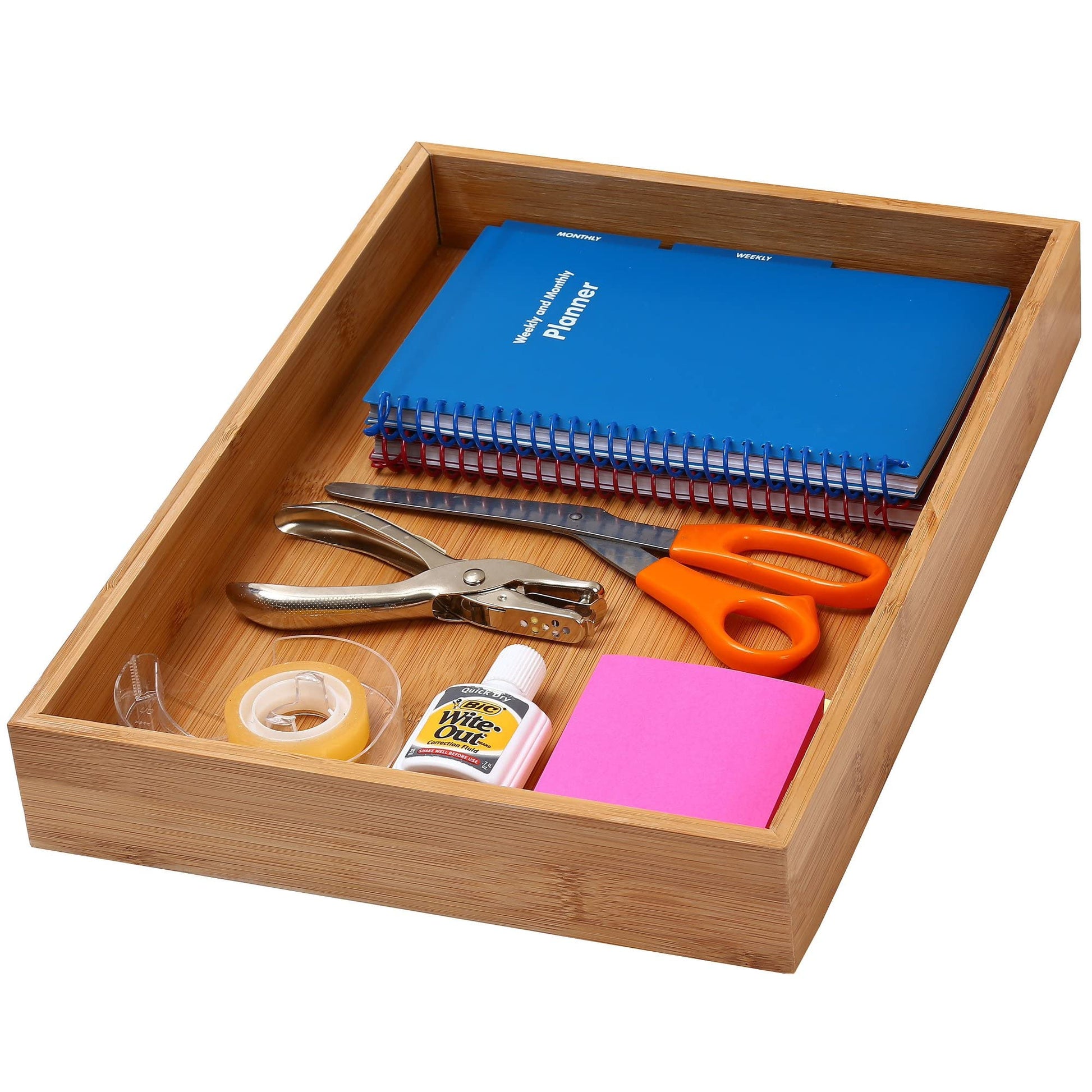 YBM Home Bamboo Drawer Organizer Storage Box for Kitchen Drawer, Junk Drawer, Office, Bedroom