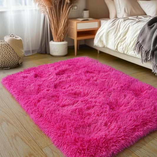 Rezutan Soft Fluffy Rug for Girls Bedroom 2x3 Feet Hot Pink, Fluffy Shag Area Rugs for Living Room Nursery, Fuzzy Cute Bedside Rug for Kids Room Baby Princess Room, Modern Indoor Comfy Plush Carpet