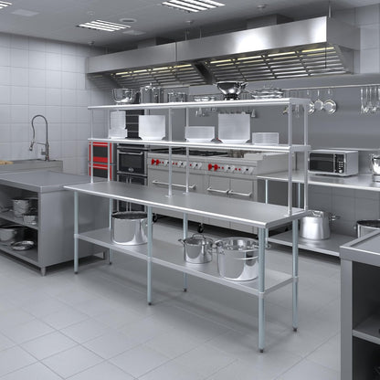 AmGood Double OverShelf Stainless Steel NSF - Many (96" Long x 12" Deep)
