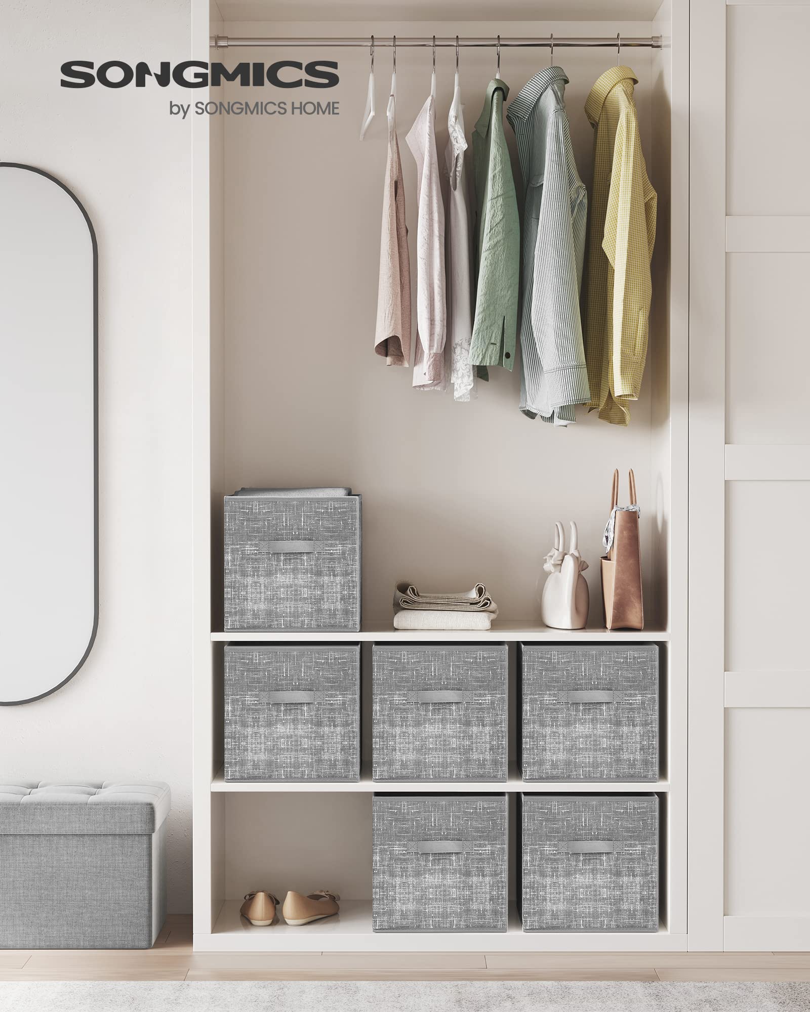 SONGMICS Storage Cubes, Set of 6, 11.8-Inch Foldable Closet Organizers