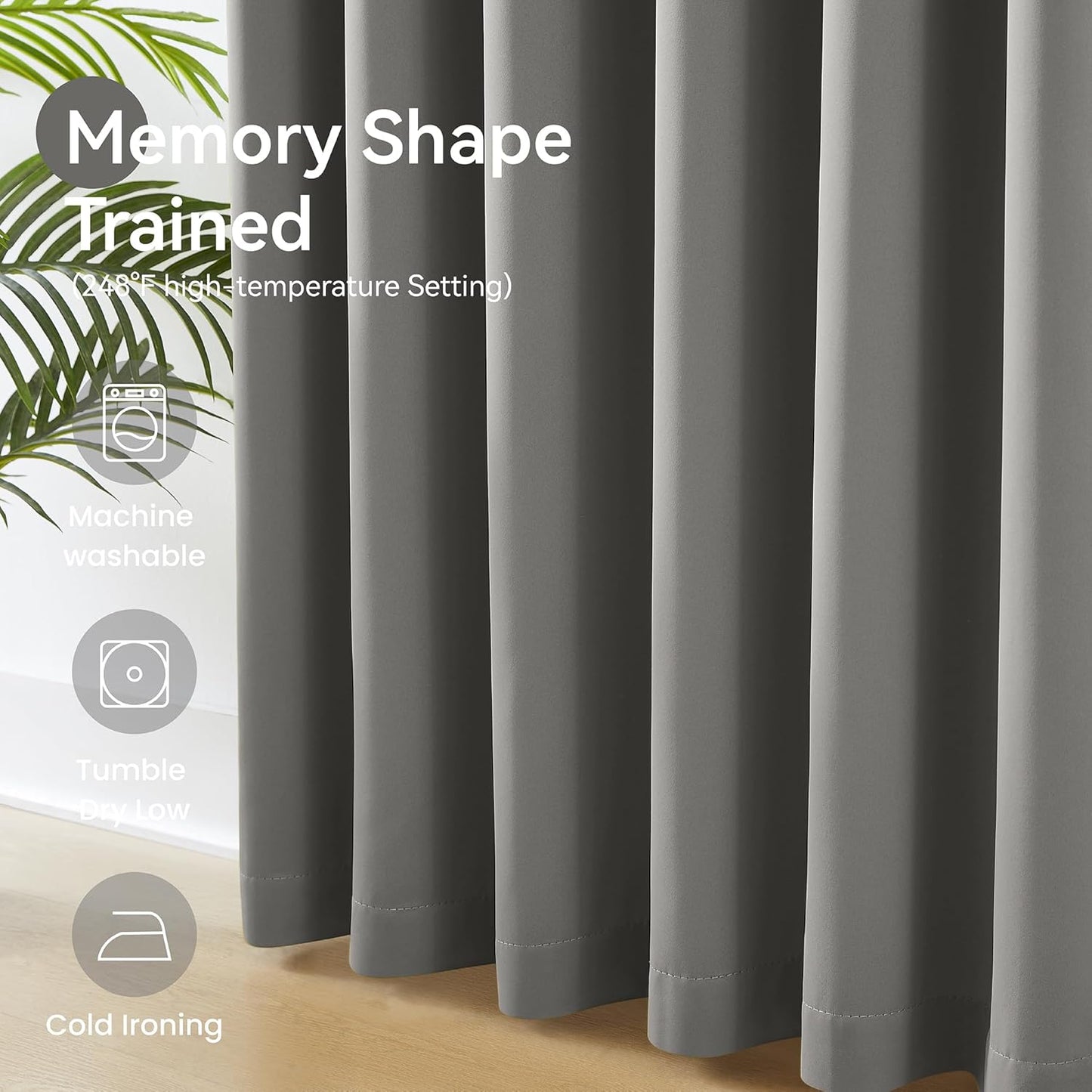 KangBang Grey Pinch Pleated Curtains 90 Inches Long for Bedroom, Blackout Energy Saving Neutral Modern Alloy Pinch Pleat Curtains & Drapes with Adjustable Hooks 2 Panels,40Wx90L