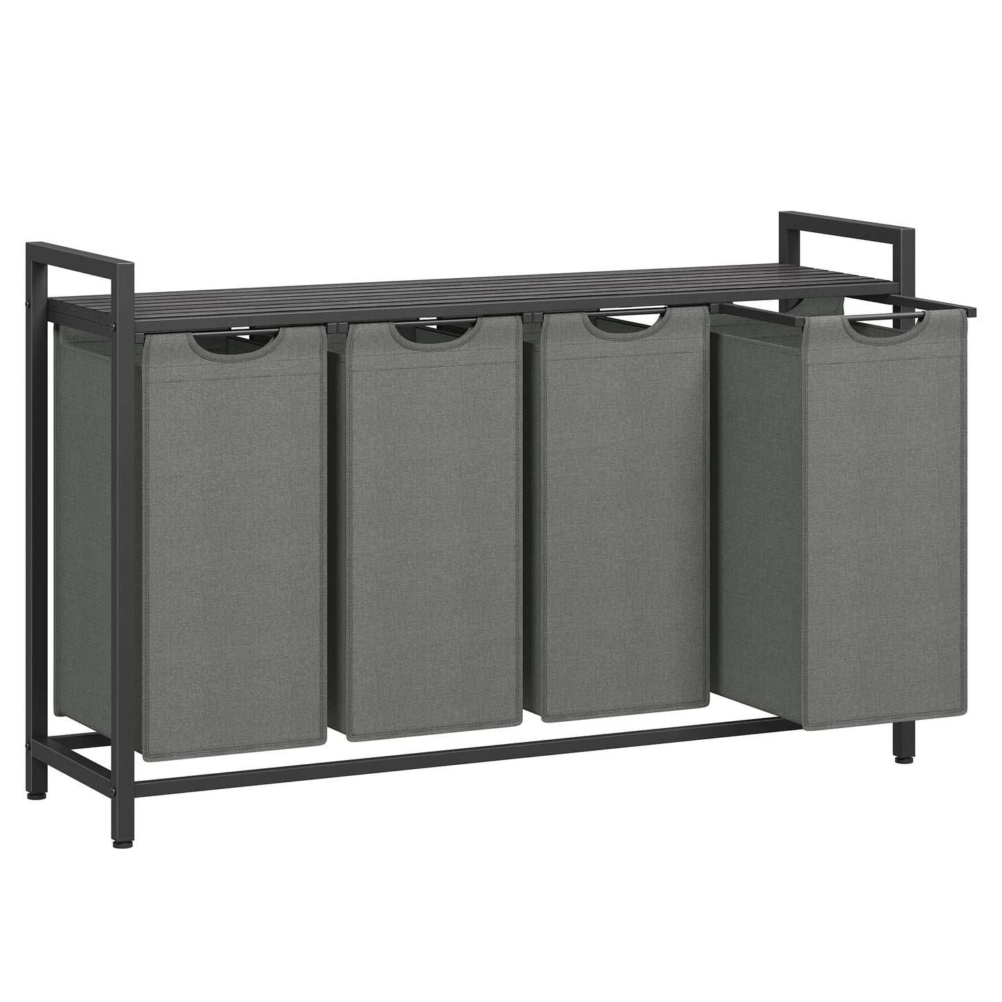 VASAGLE Laundry Hamper, Laundry Basket, Laundry Sorter with 4 Pull-Out and Removable Bags, Shelf