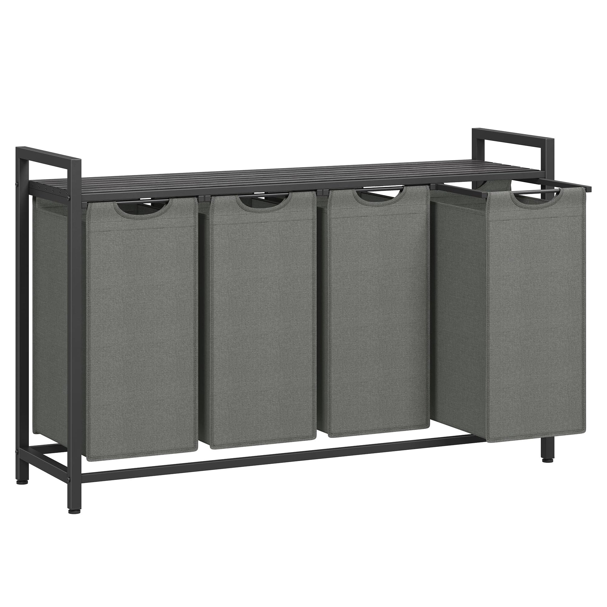 VASAGLE Laundry Hamper, Laundry Basket, Laundry Sorter with 4 Pull-Out and Removable Bags, Shelf