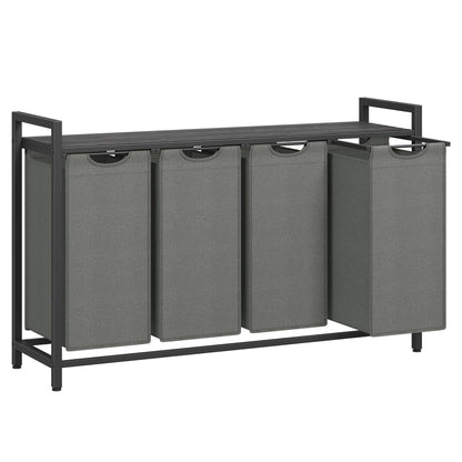 VASAGLE Laundry Hamper, Laundry Basket, Laundry Sorter with 4 Pull-Out and Removable Bags, Shelf