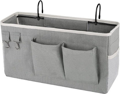 Bedside Storage Caddy/Bedside Hanging Storage Bag for Headboards Bunk Beds Dorm Rooms Book Phone Magazine Holder (Grey)