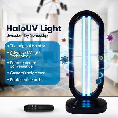 Swissklip HaloUV, Mold Remover, Home Disinfection Device, Dust Mites Remover, UV Light Sanitizer, Ultraviolet Sanitizer for Home, Room & Kitchen (HaloUV Light)