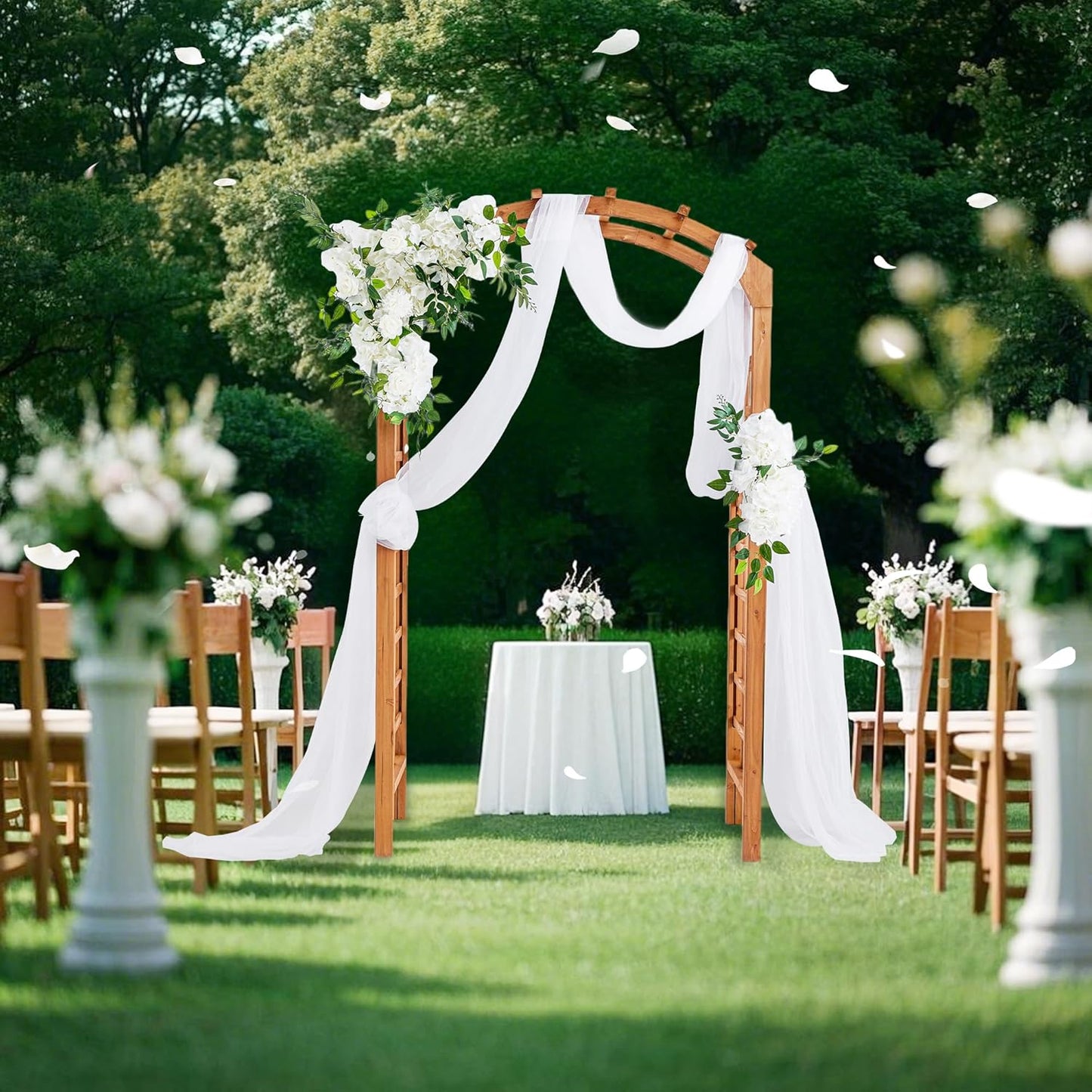 Solid Fir Wooden Garden Arch Premium Outdoor Trellis for Climbing Plants, 84.5”H×49.37”W×23.5’’D, Also can be Used for Wedding and Party Decoration