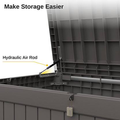 EAST OAK Outdoor Storage Box, 230 Gallon Deck Box,Grey - Lockable, Waterproof, UV-Resistant Large Storage Container for Patio Cushions & Garden Tools.