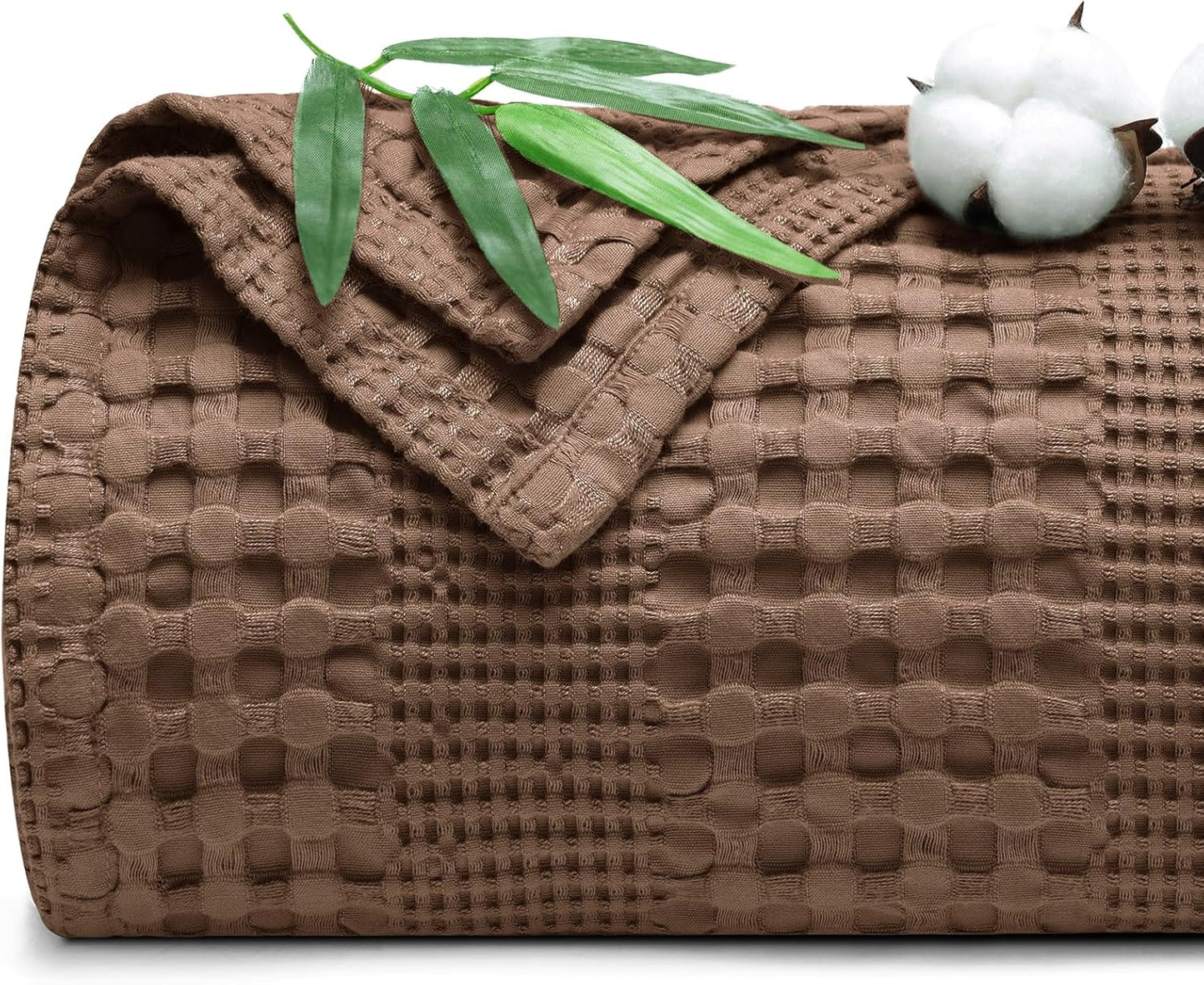 PHF Cooling Waffle Blanket California King Size, Lightweight 60% Rayon Derived from Bamboo & 40% Cotton Breathable Blanket for Hot Sleepers, Soft and Luxury for Bed Couch Sofa, 110"x96", Cocoa Brown