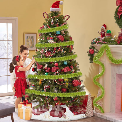 50 Feet Metallic Twist Tinsel Garland - Wall Hanging Backdrop for Parade Floats, Christmas Eve, New Year, Valentine's Day Parties (Light Green, 2in x 50ft)